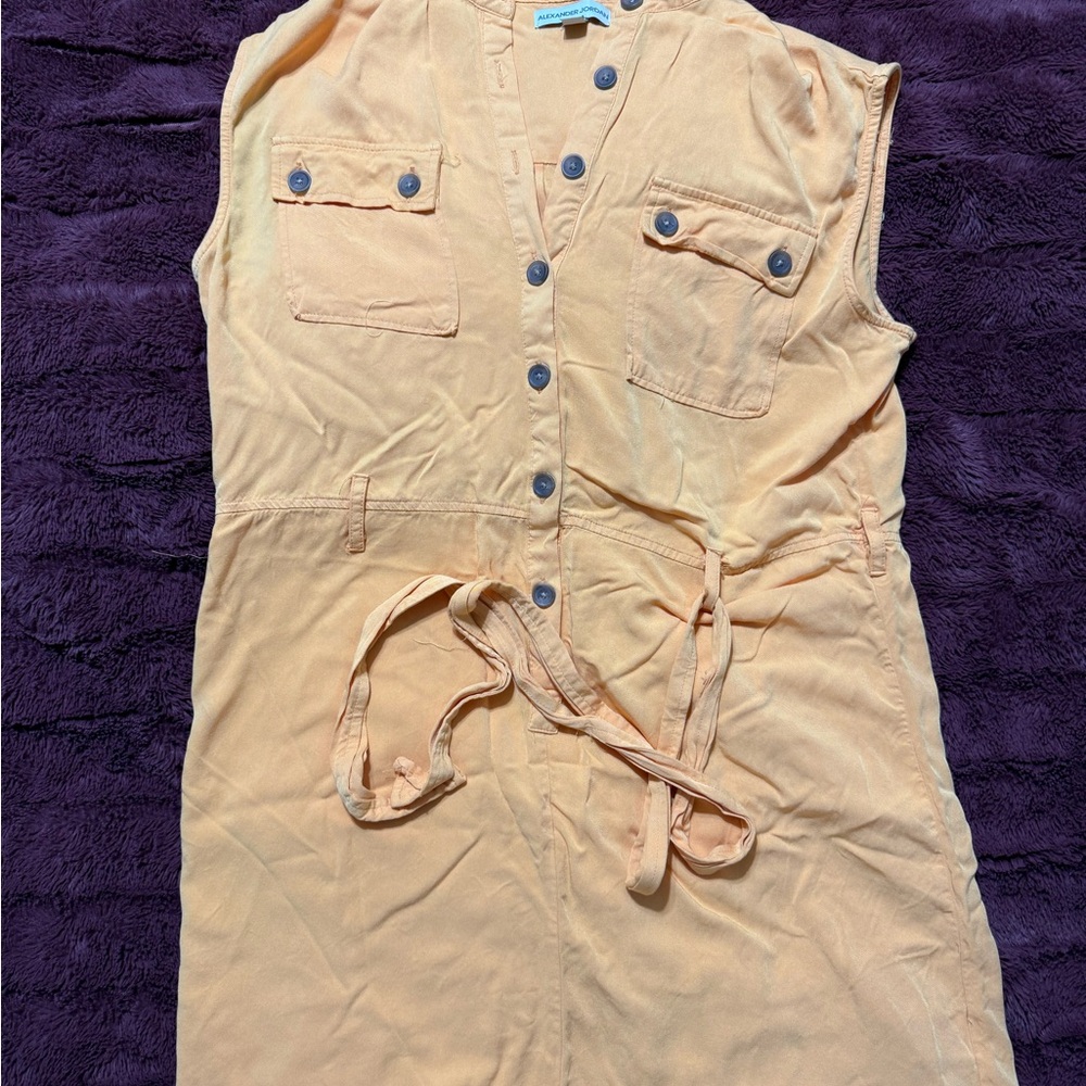 Peach Sleeveless Button-Down Dress